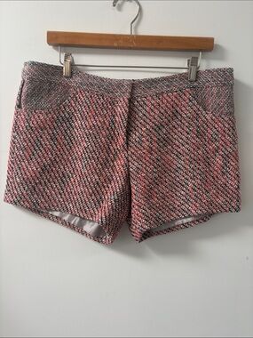 Yoana Baraschi mini shorts tweed knit sparkle pink coral black zipper 12 NEW